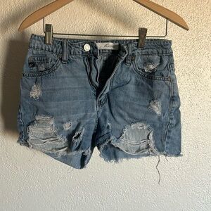 Denim distressed shorts